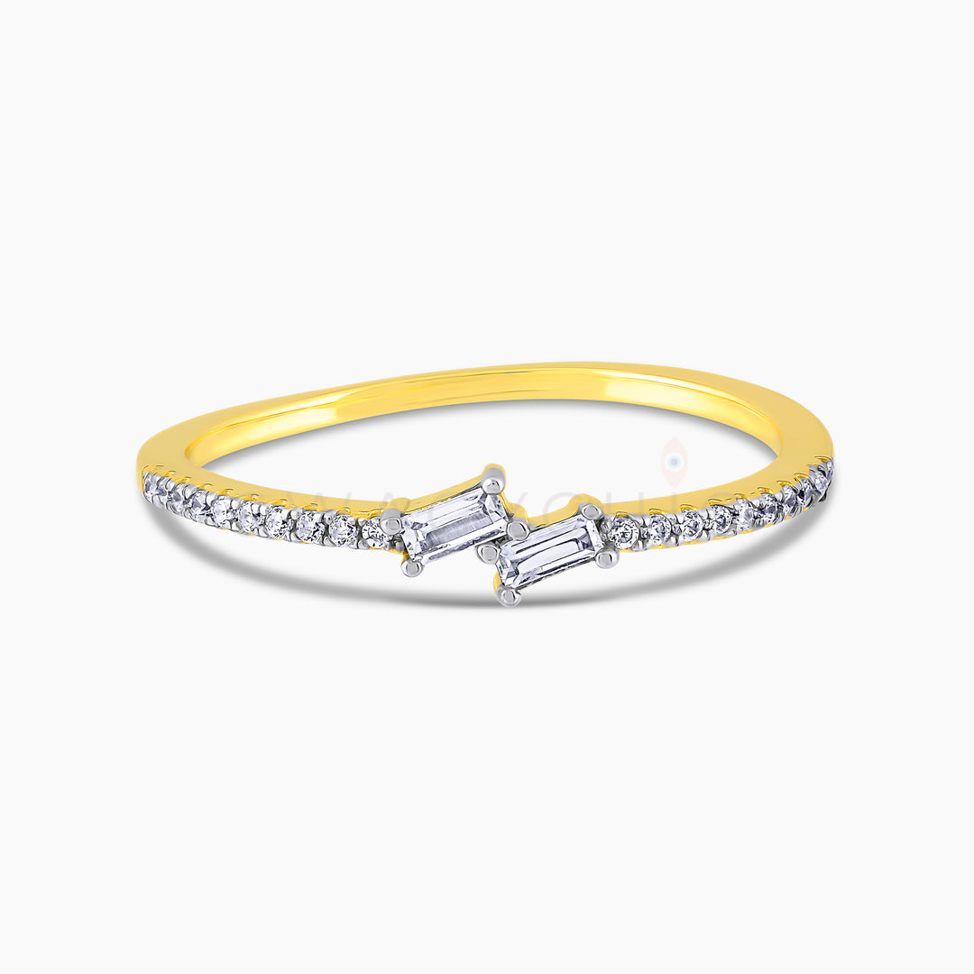 Single Side Double Baguette Ring - Gold - Swagychic