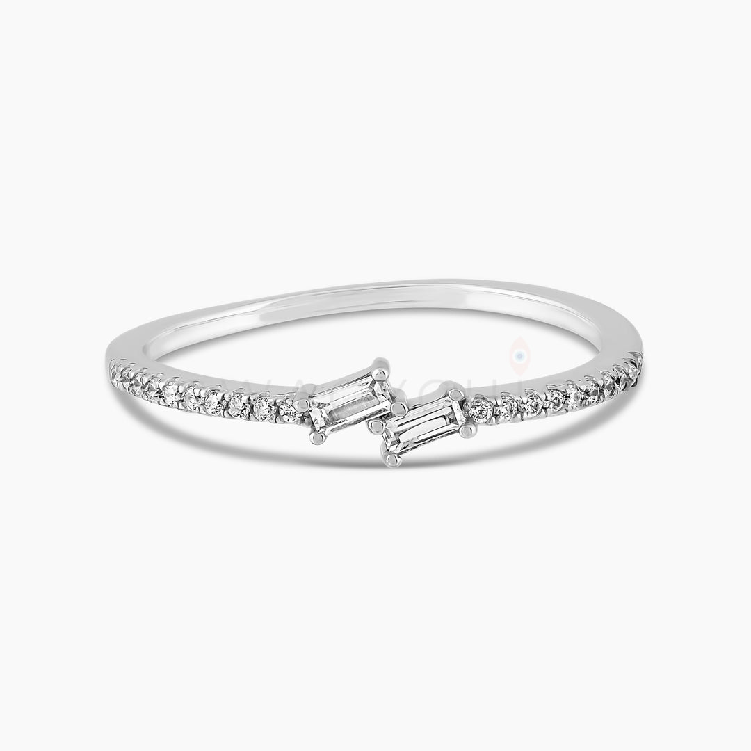 Single Side Double Baguette Ring - Silver - Swagychic