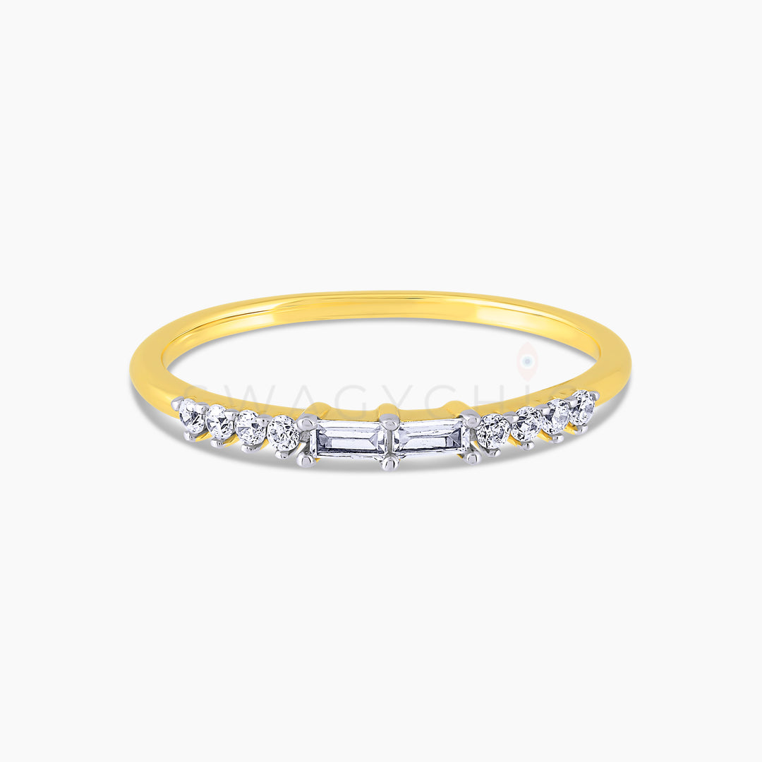 Single Simple Double Baguette Ring - Gold - Swagychic