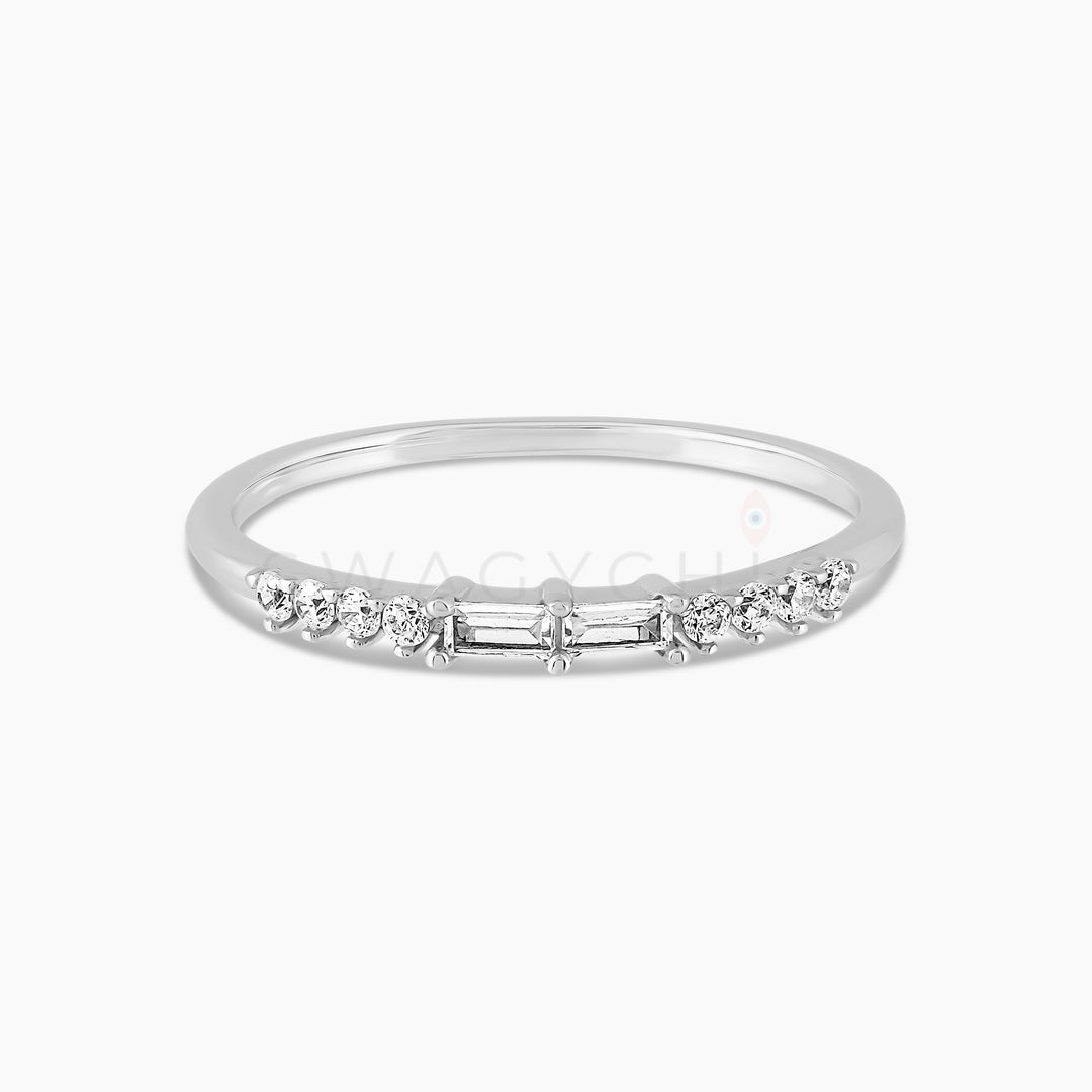 Single Simple Double Baguette Ring - Silver - Swagychic