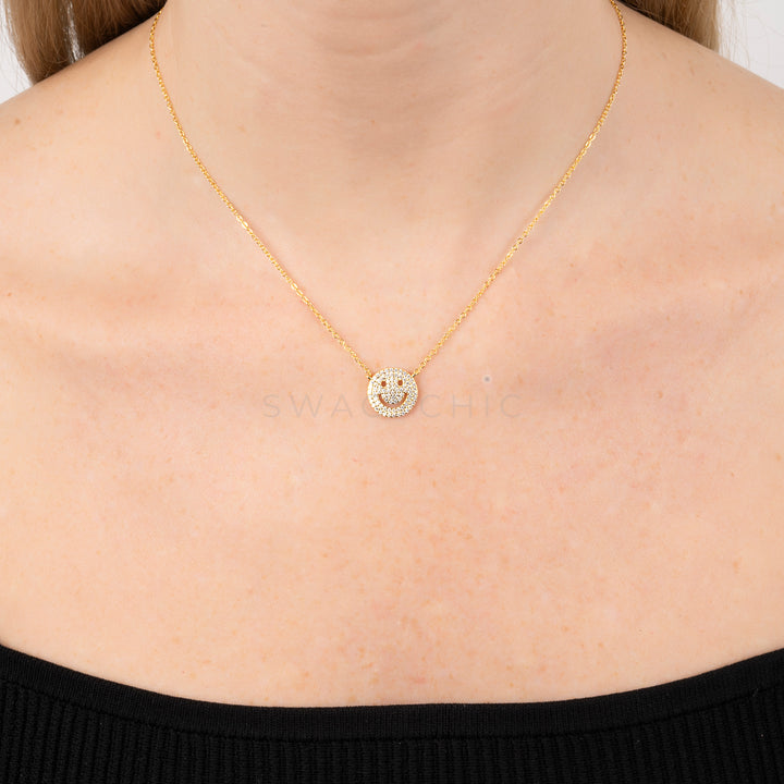 Smiley Pave Necklace - Swagychic