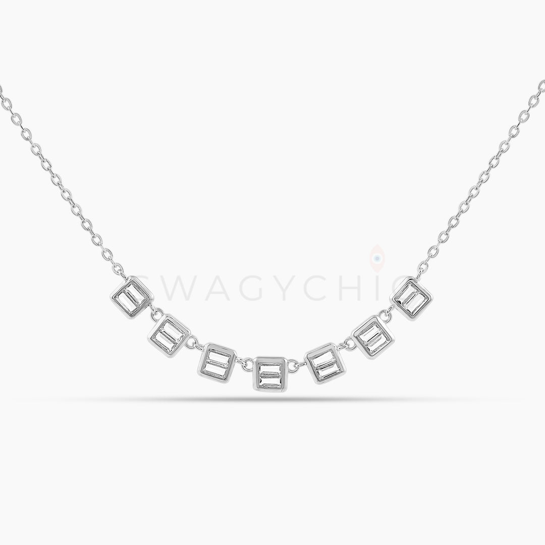 Square Frame Necklace - Silver - Swagychic