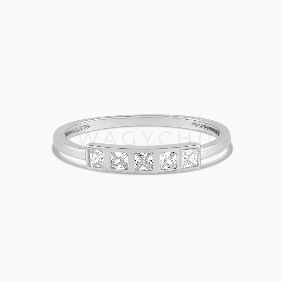Square Frame Stackable Ring - Silver - Swagychic