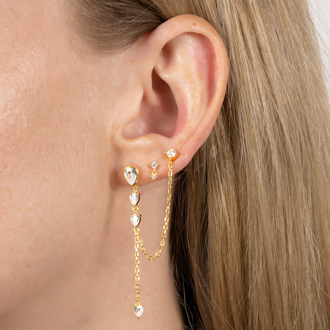 Teardrop Bezel Double Piercing - Swagychic