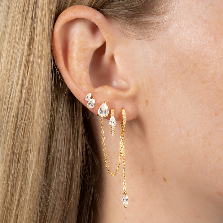 Teardrop Double Huggie - Swagychic