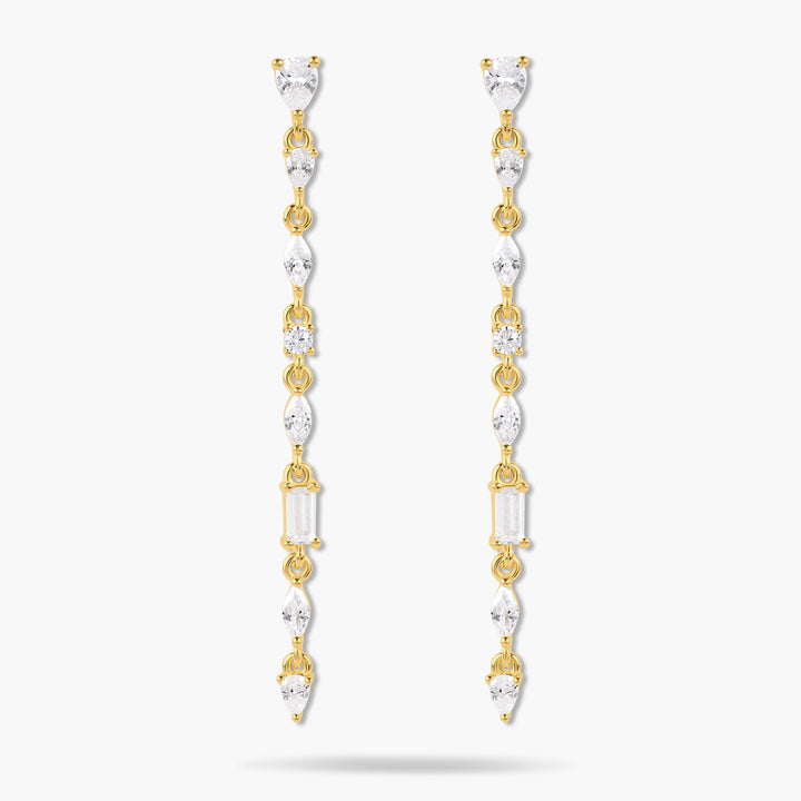 Thin Multi-Stone Drop Earrings