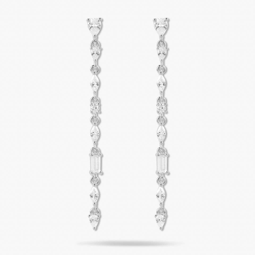 Thin Multi-Stone Drop Earrings