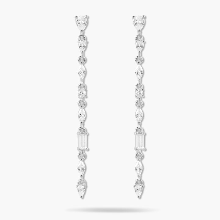 Thin Multi-Stone Drop Earrings