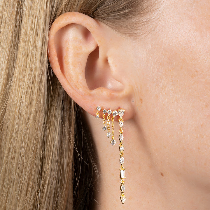 Thin Multi-Stone Drop Earrings - Swagychic