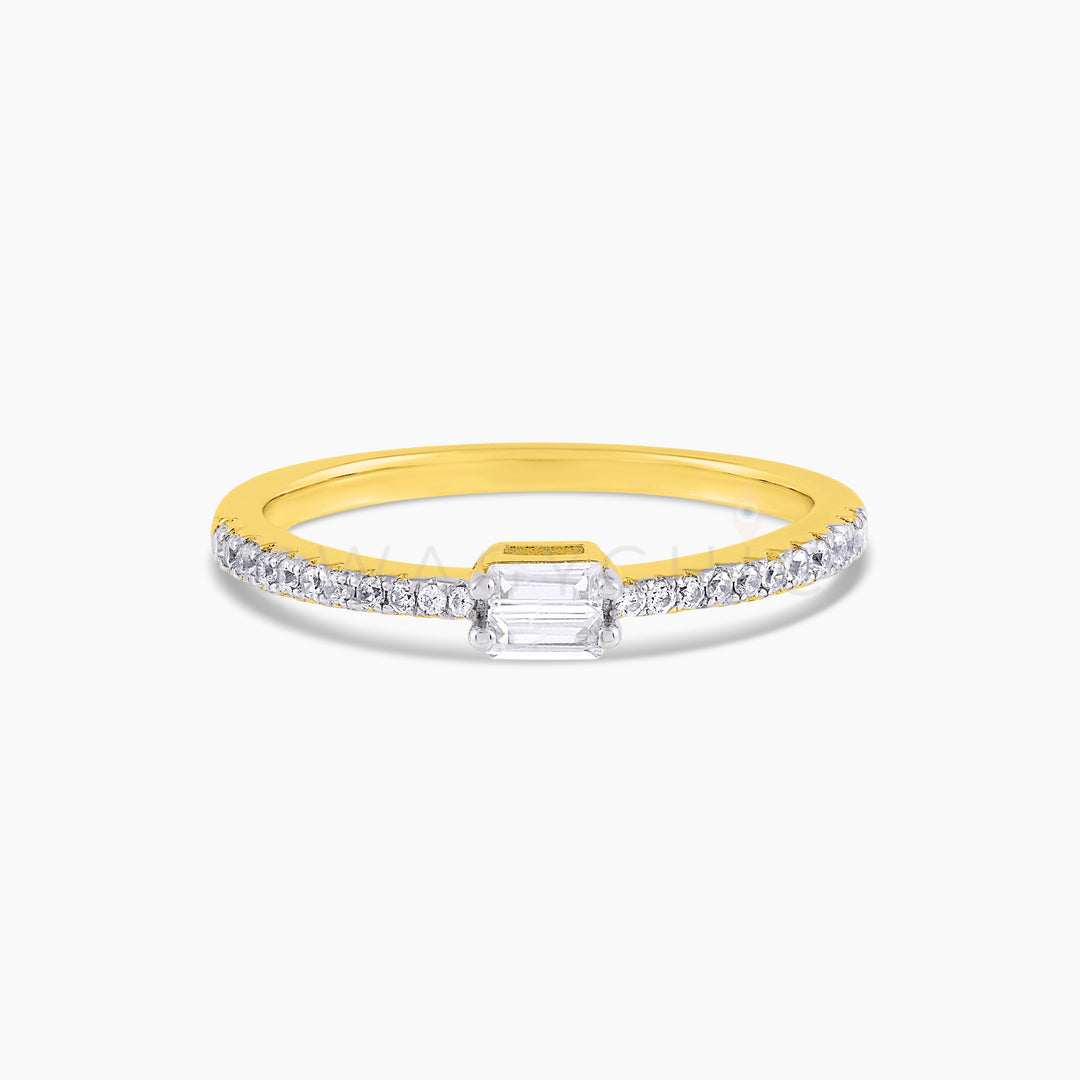 Top Paired Baguette Pave Ring - Gold - Swagychic