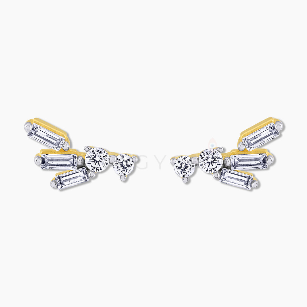 Triple Baguette CZ Studs - Gold - Swagychic