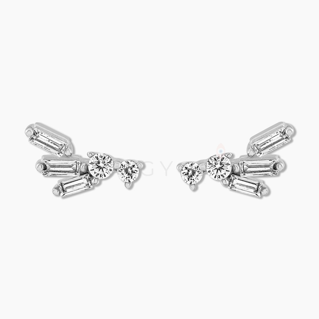 Triple Baguette CZ Studs - Silver - Swagychic
