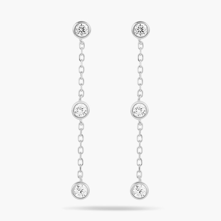 Triple Bezel Chain Drop Earrings