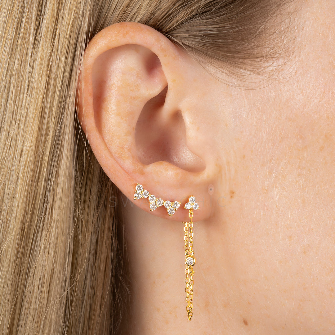 Triple Dot Chain Earrings - Swagychic