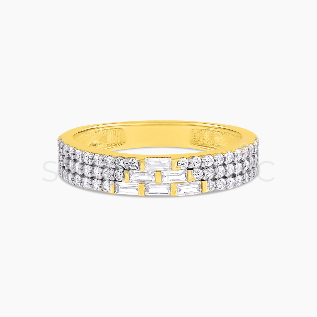 Triple Pave Pyramid Baguette Ring - Gold - Swagychic