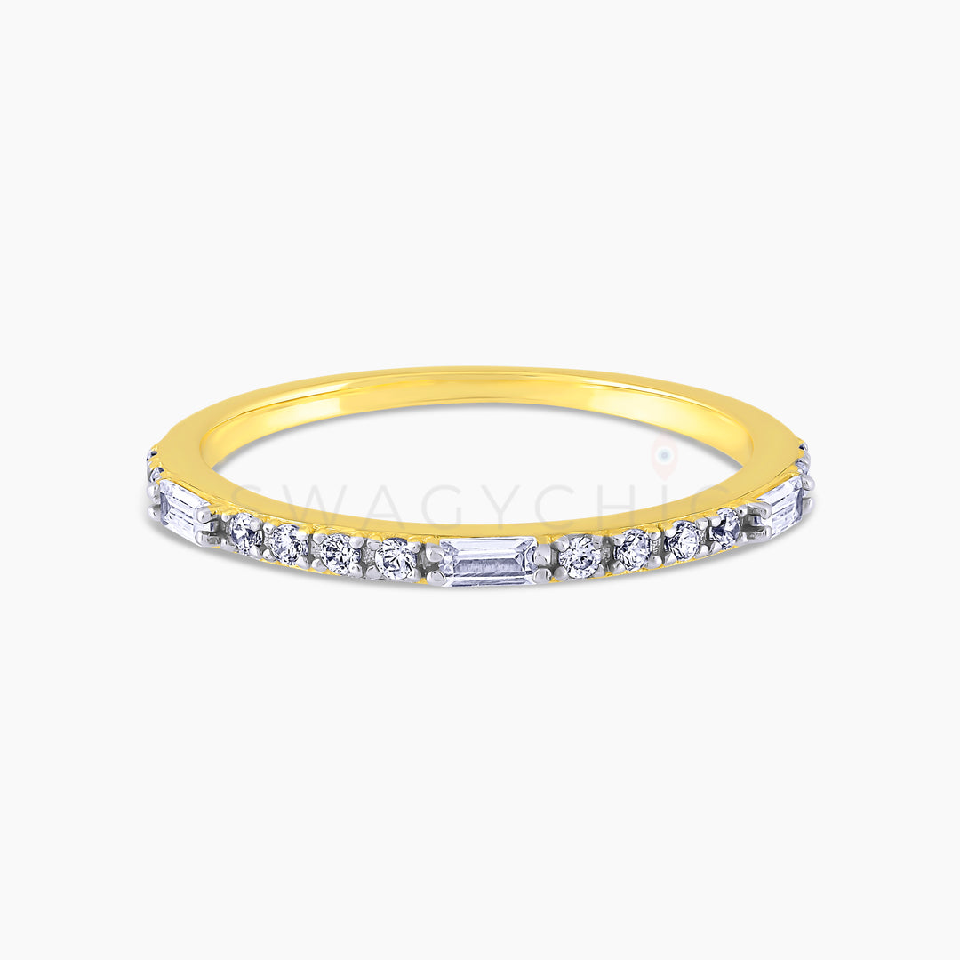 Triple Spaced Pave Baguette Ring - Gold - Swagychic