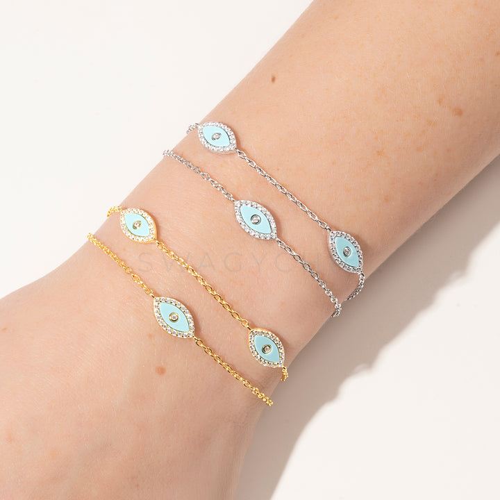 Triple Elevated Eye Turquoise Bracelet - Swagychic