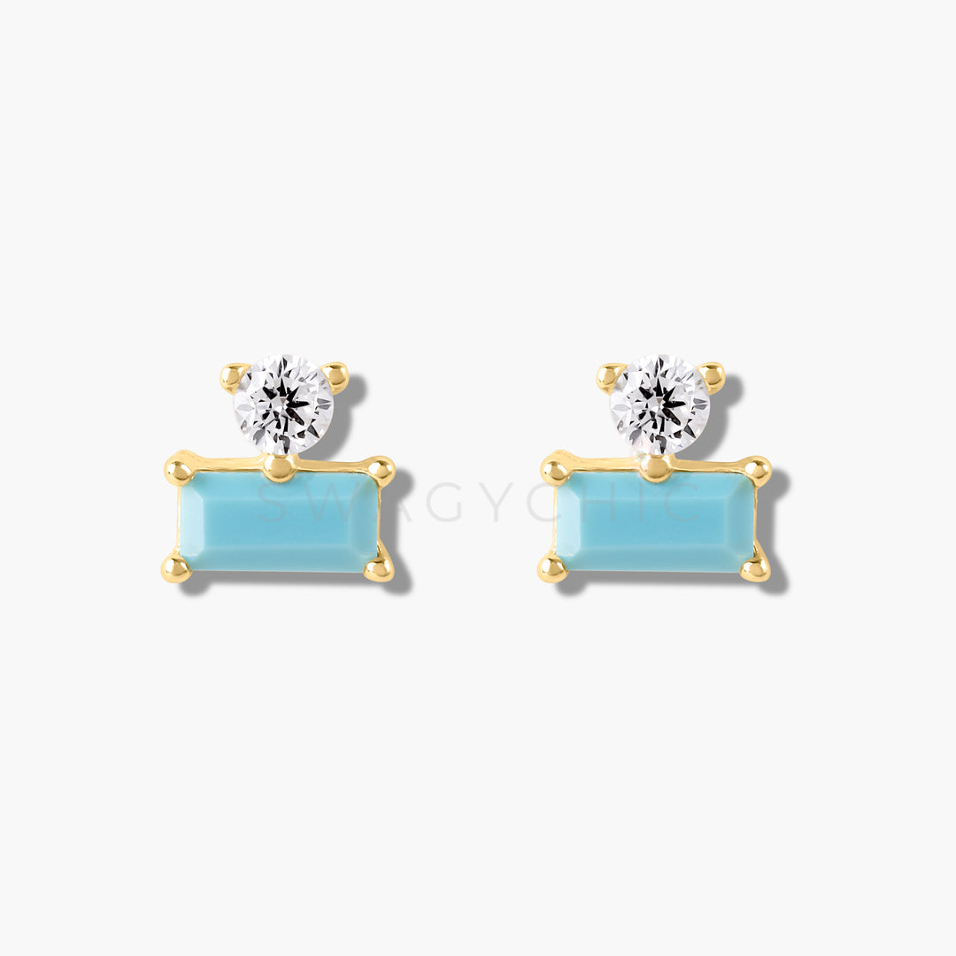 Baguette Point Studs- Gold - Swagychic