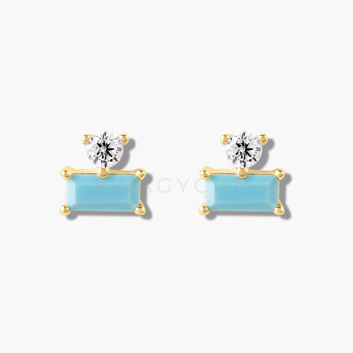 Baguette Point Studs- Gold - Swagychic