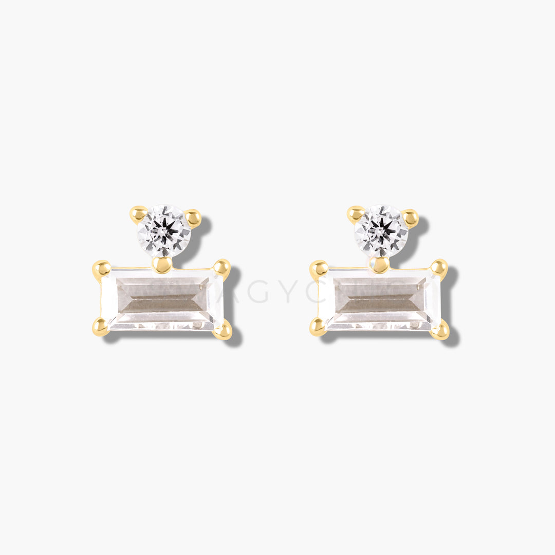 Baguette Point Studs- Gold - Swagychic