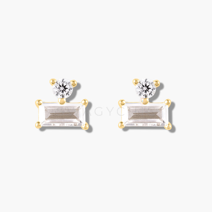 Baguette Point Studs- Gold - Swagychic