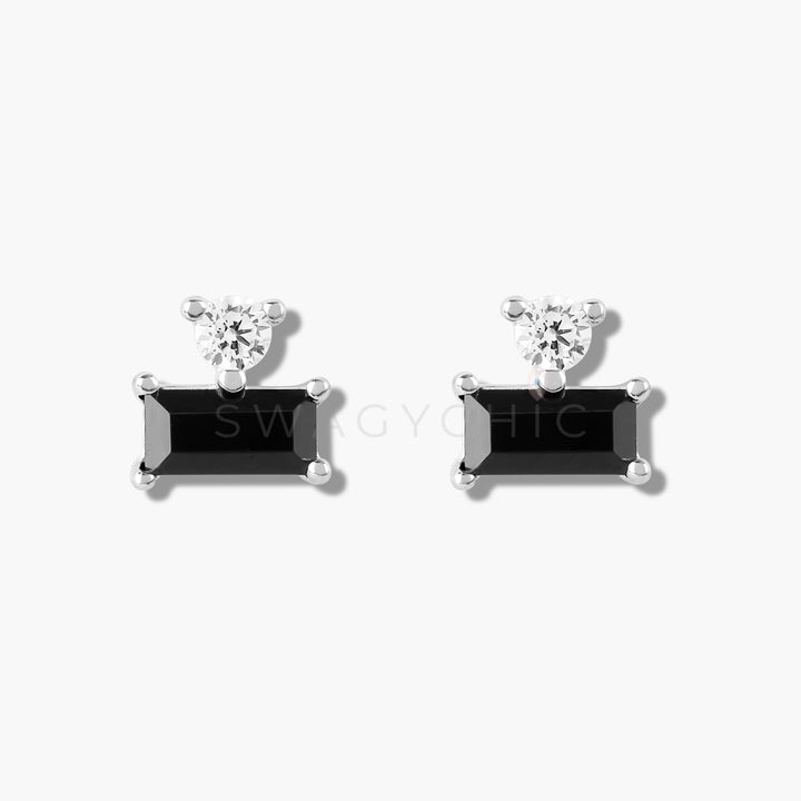 Baguette Point Studs- Silver - Swagychic