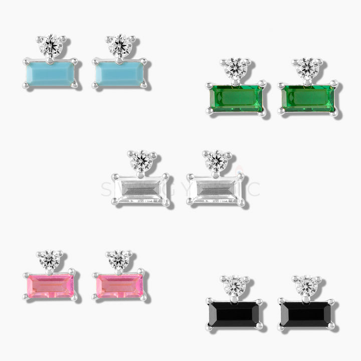 Baguette Point Studs- Silver - Swagychic