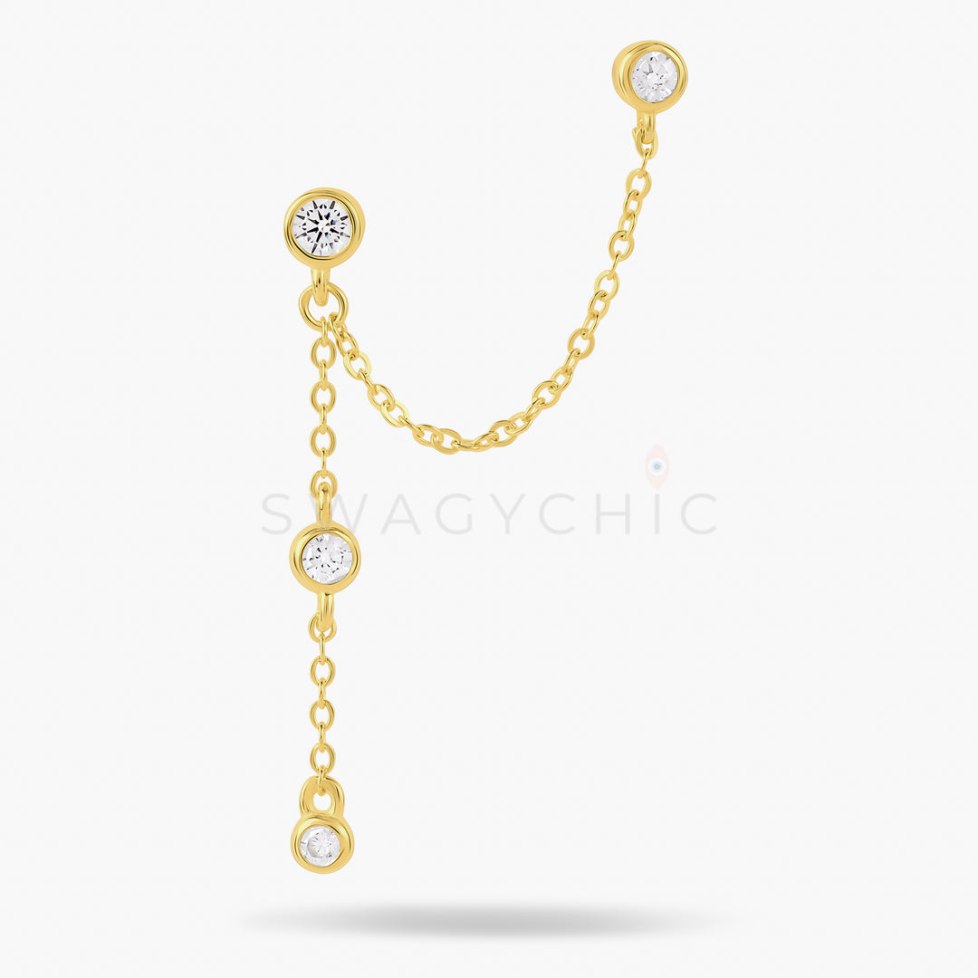 Bezel Drop Double Piercing - Swagychic