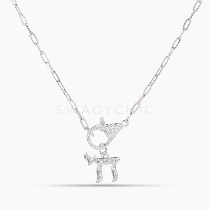 Bezel Chai Charm Link Necklace - Swagychic