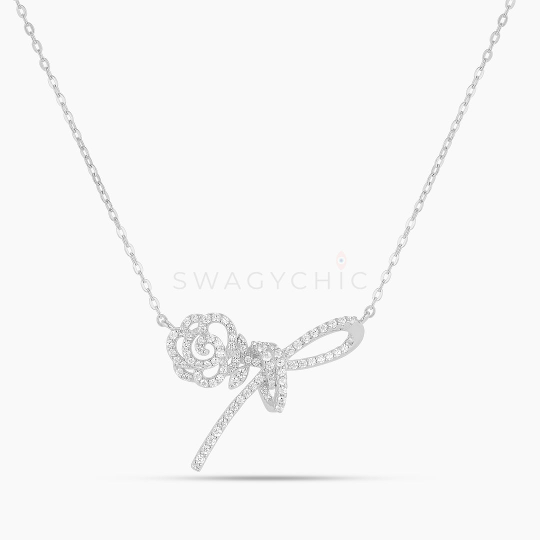 Chic Rose Bow Tie Necklace - Swagychic