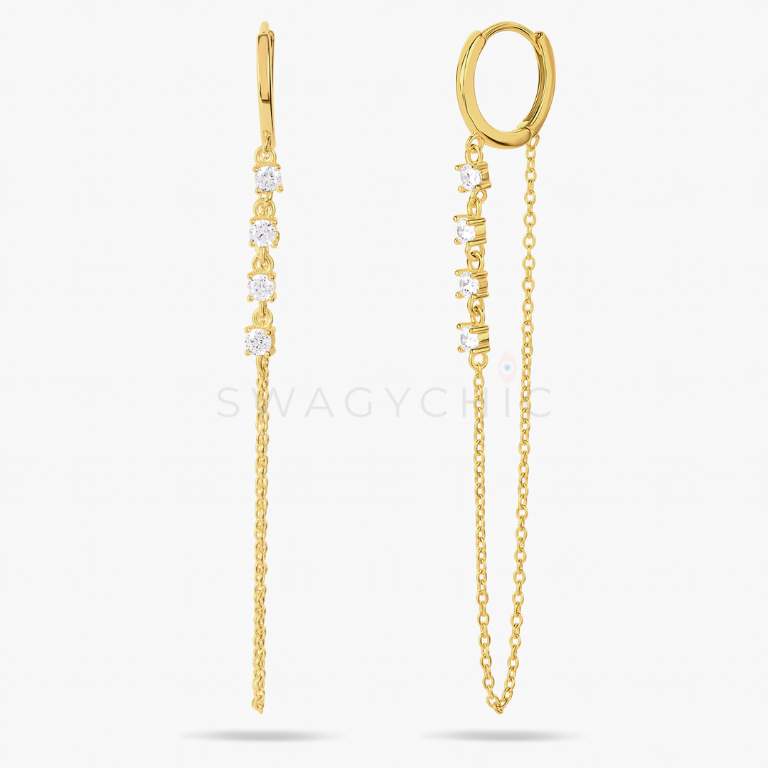 Crystal Dangle Chain Huggies - Swagychic