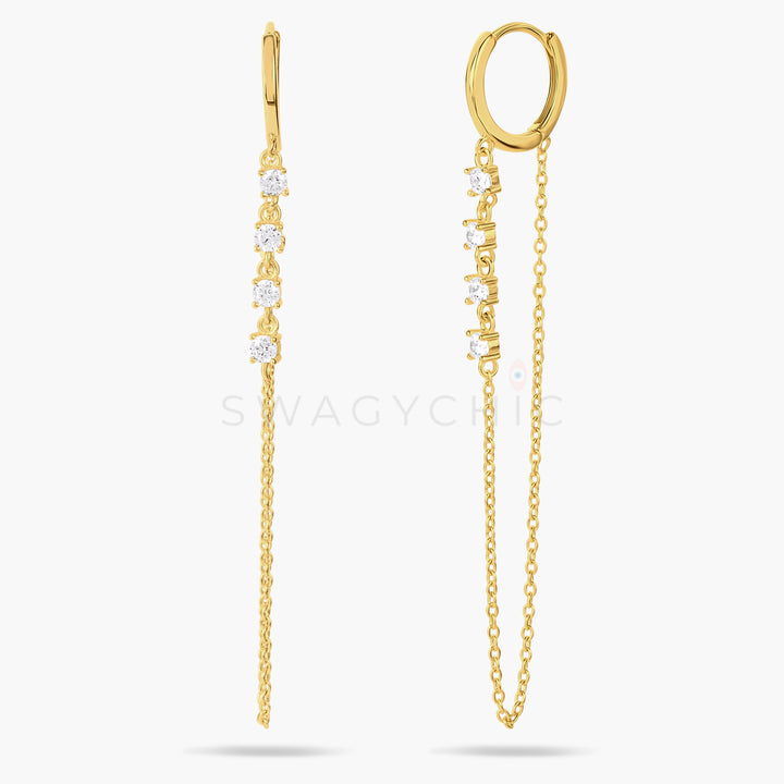 Crystal Dangle Chain Huggies - Swagychic