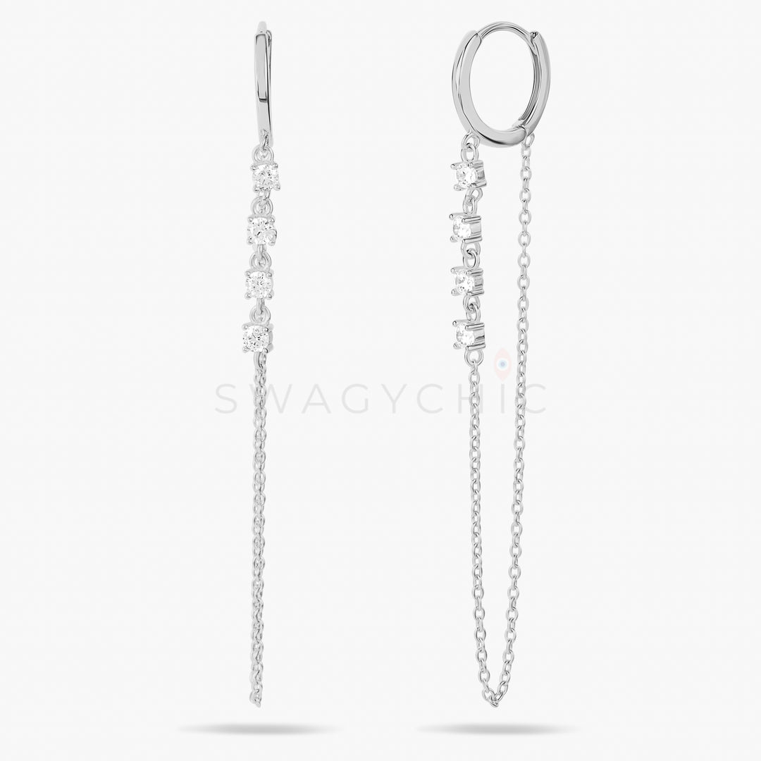 Crystal Dangle Chain Huggies - Swagychic