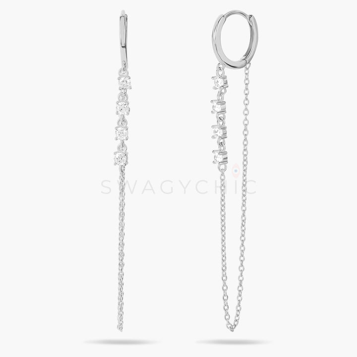 Crystal Dangle Chain Huggies - Swagychic