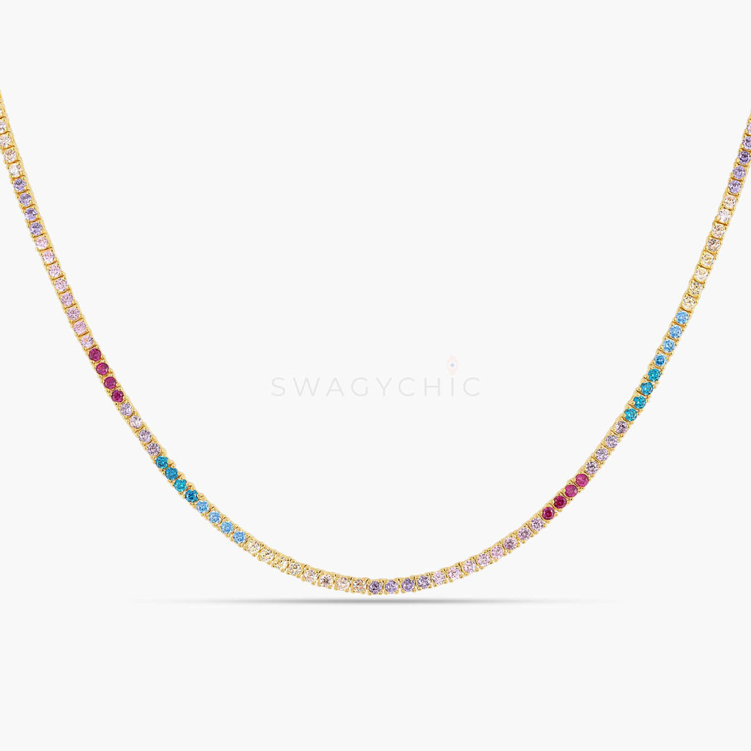 Dainty Rainbow Tennis Necklace - Swagychic