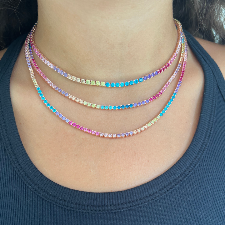 Dainty Rainbow Tennis Necklace - Swagychic