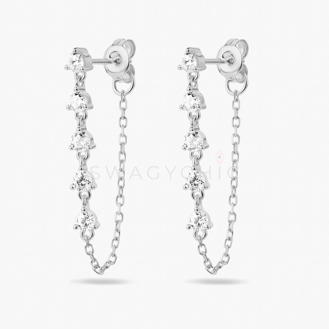 Dangle Crystal Chain Earrings - Swagychic