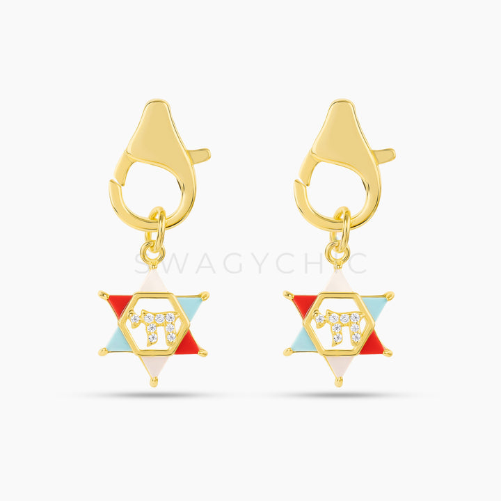 David Charm Natural Stone Clip Earrings - Swagychic