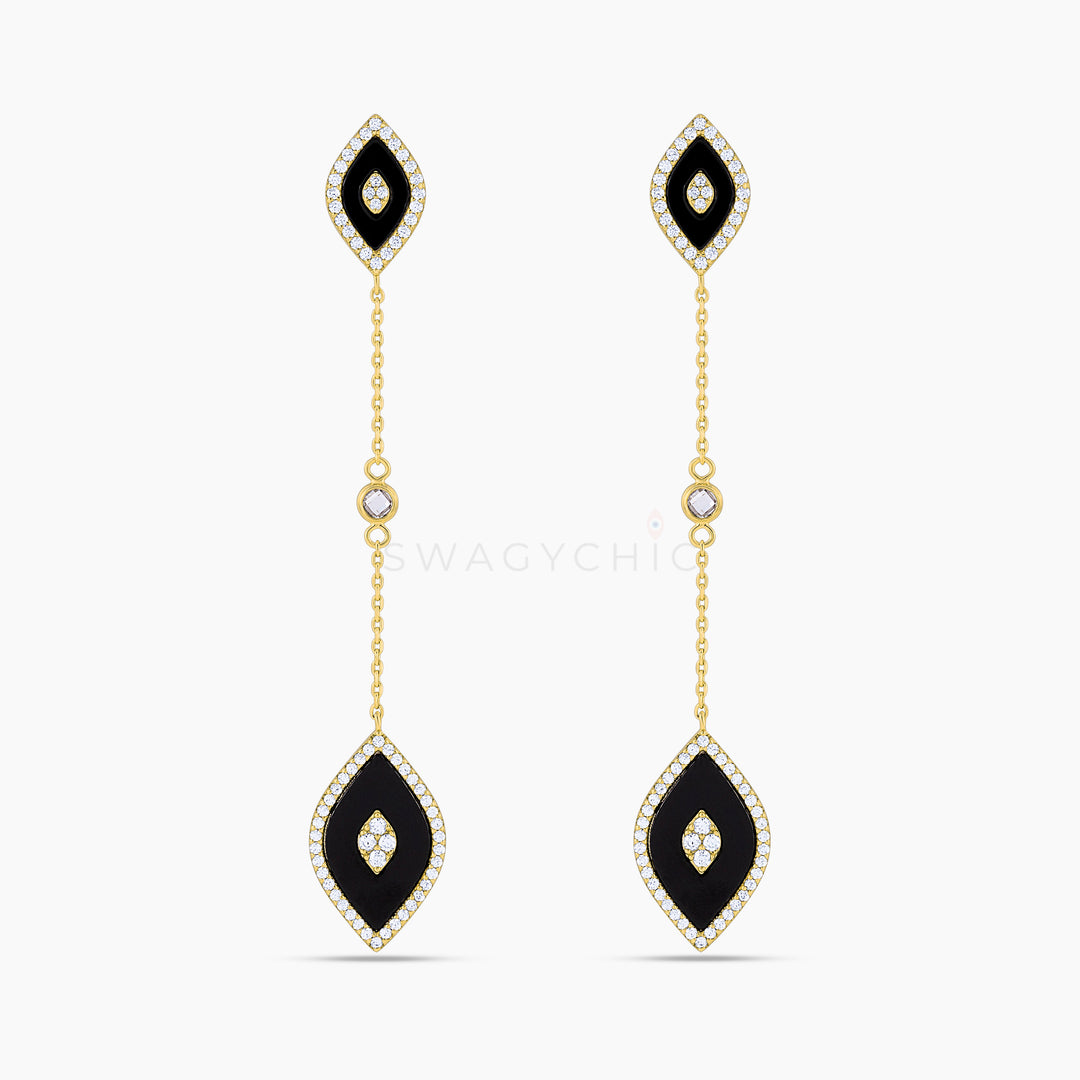 Elevated Eye Black Onyx Drop Earrings - Swagychic
