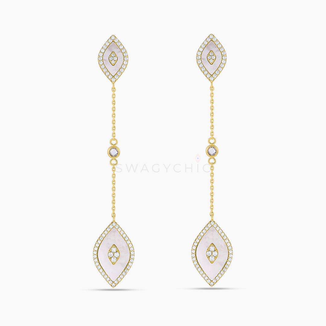 Elevated Eye Mother of Pearl Drop Earrings - Swagychic
