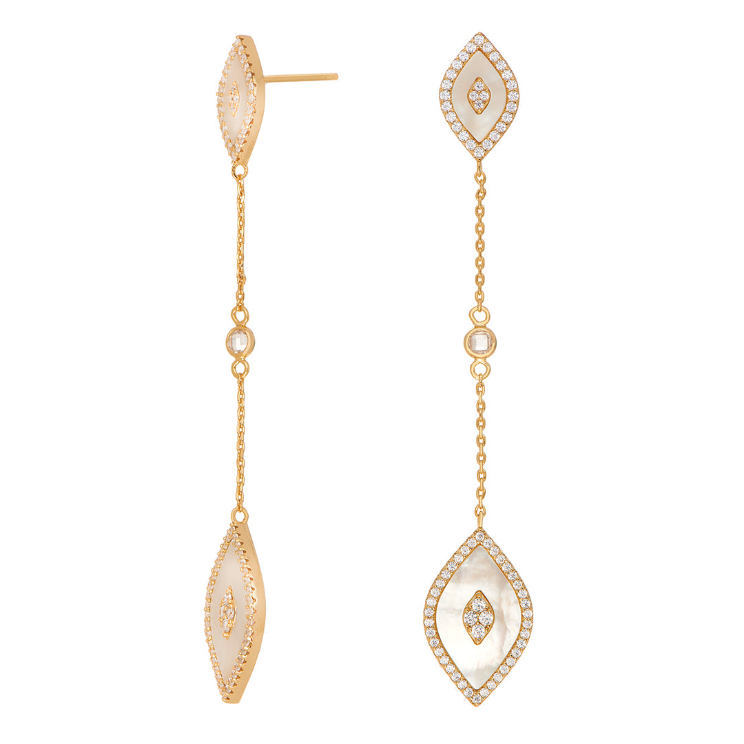 Elevated Eye Mother of Pearl Drop Earrings - Swagychic