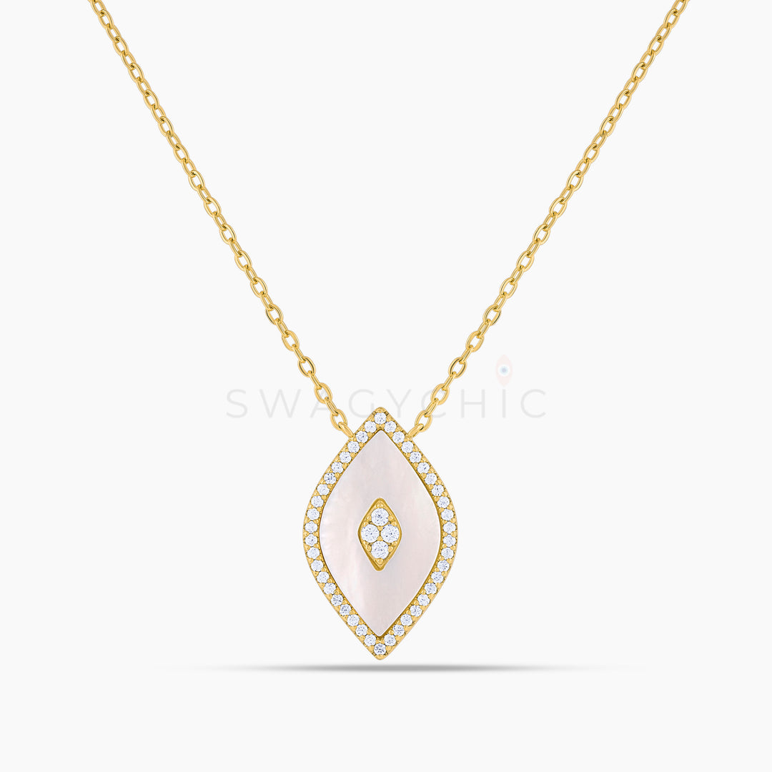 Elevated Eye Mother of Pearl Necklace - Swagychic