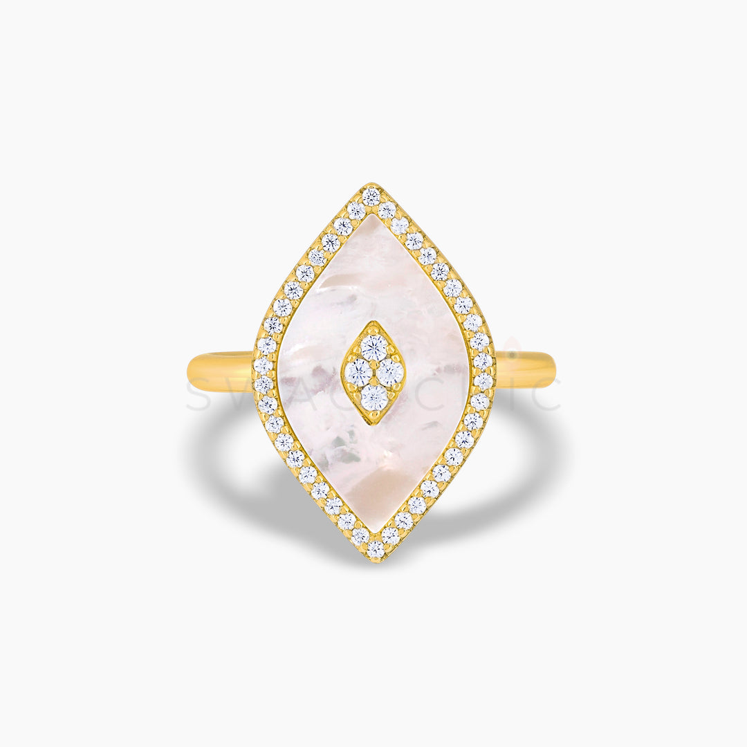 Elevated Eye Mother of Pearl Ring - Swagychic