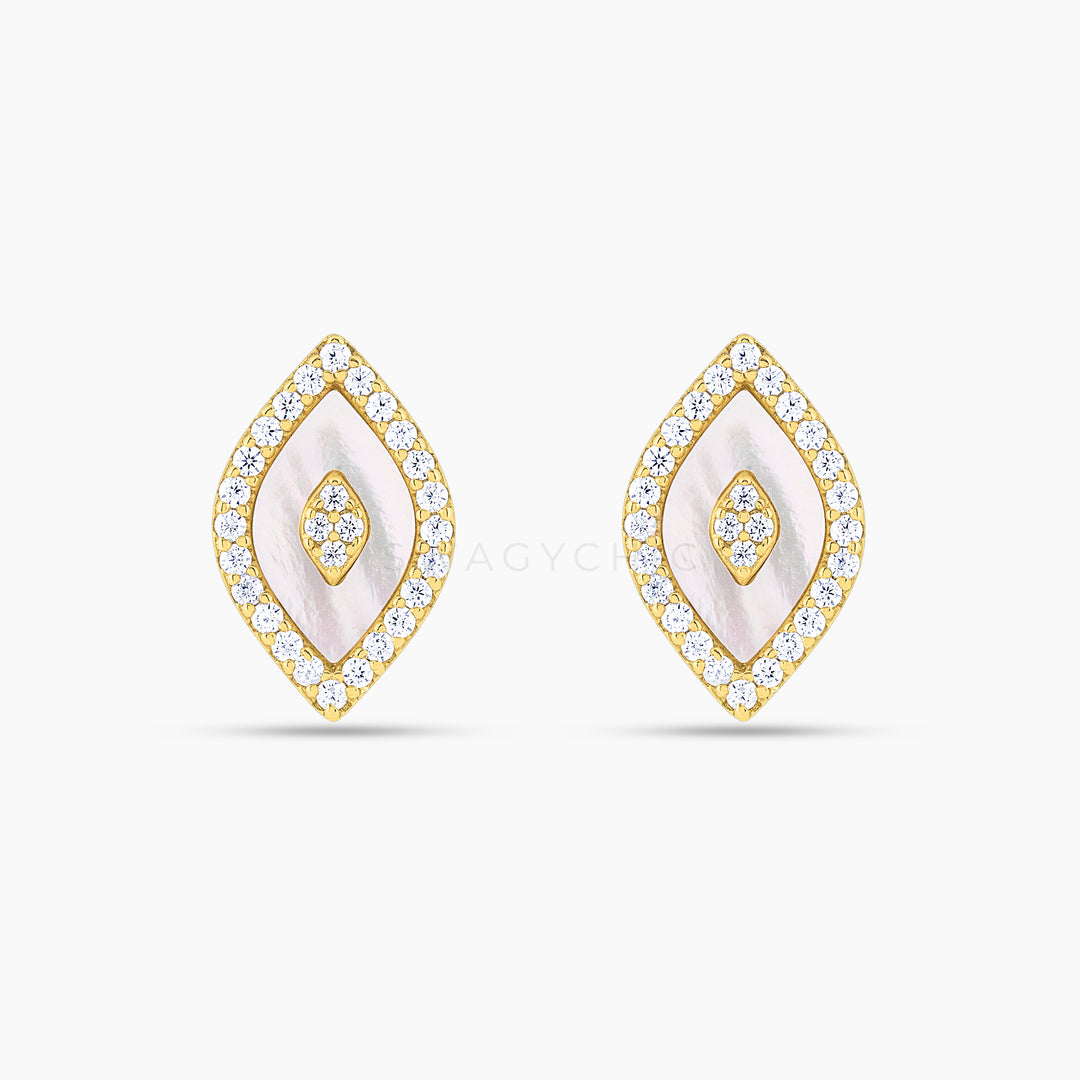 Elevated Eye Mother of Pearl Studs - Swagychic