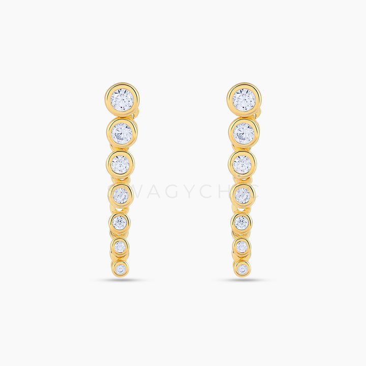 Graduated Bezel Drop Stud Earrings - Swagychic