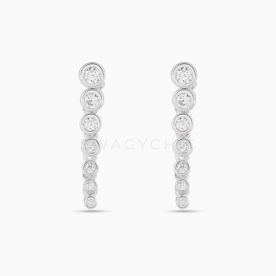 Graduated Bezel Drop Stud Earrings - Swagychic