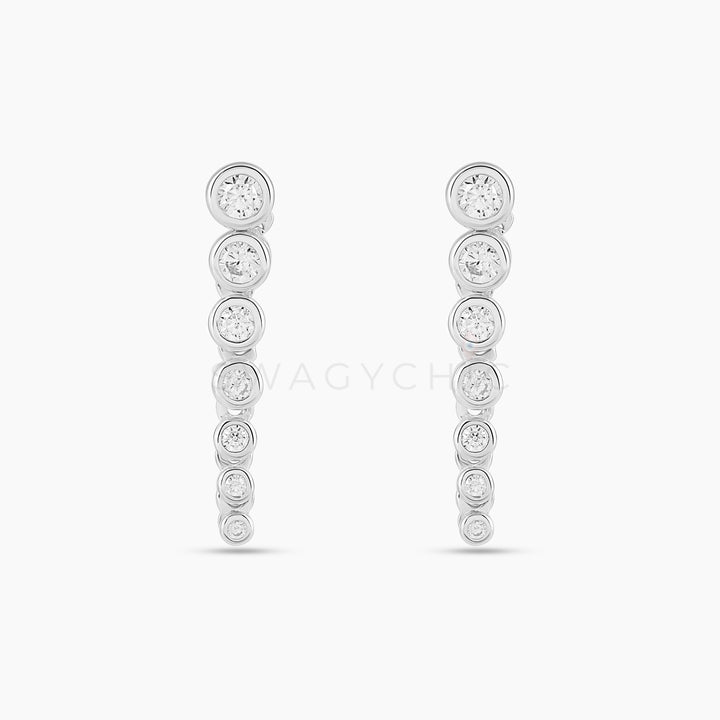 Graduated Bezel Drop Stud Earrings - Swagychic