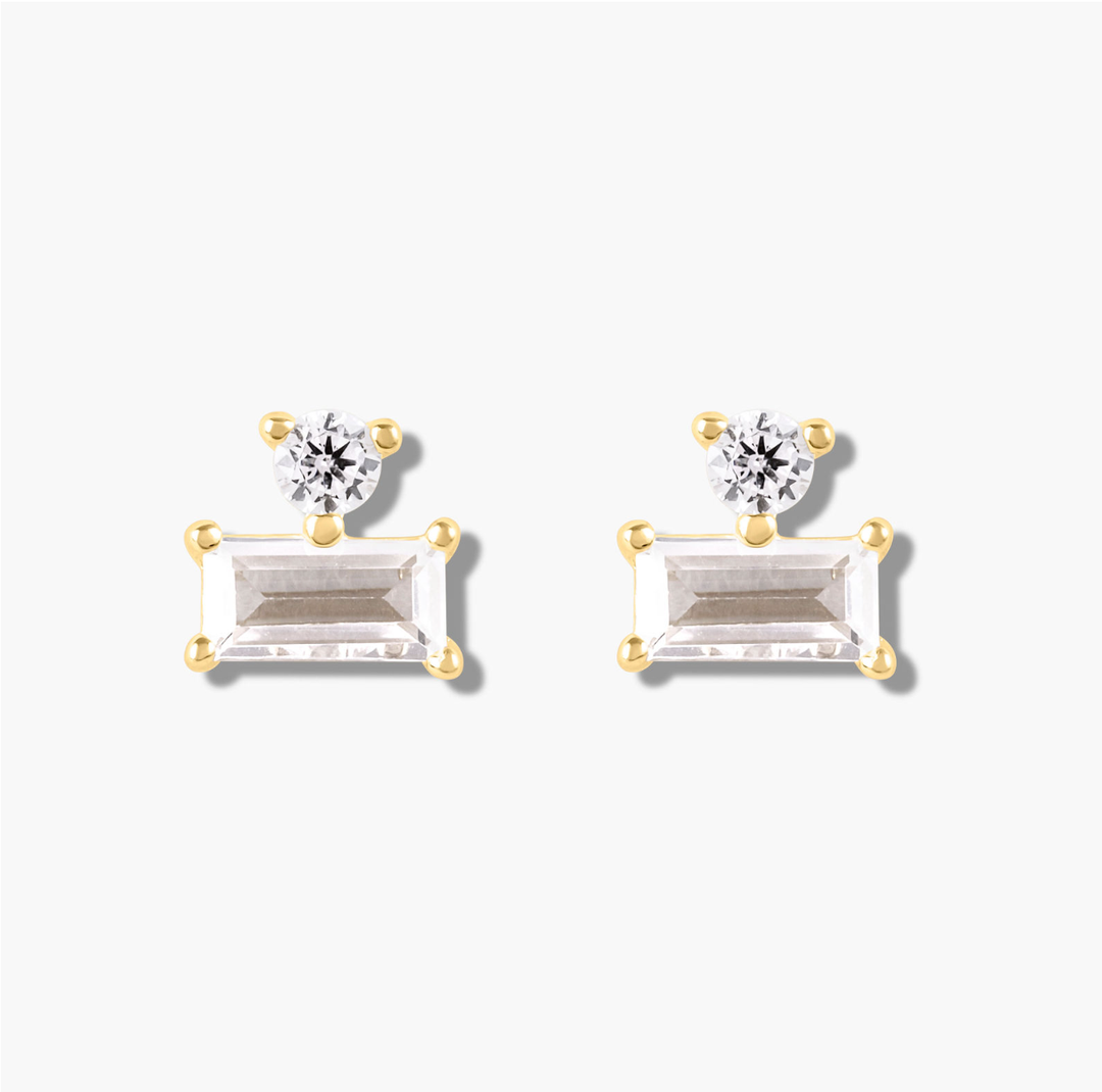 Baguette Point Studs- Gold