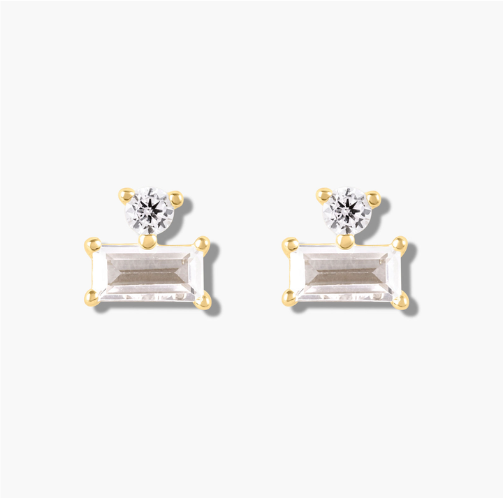 Baguette Point Studs- Gold