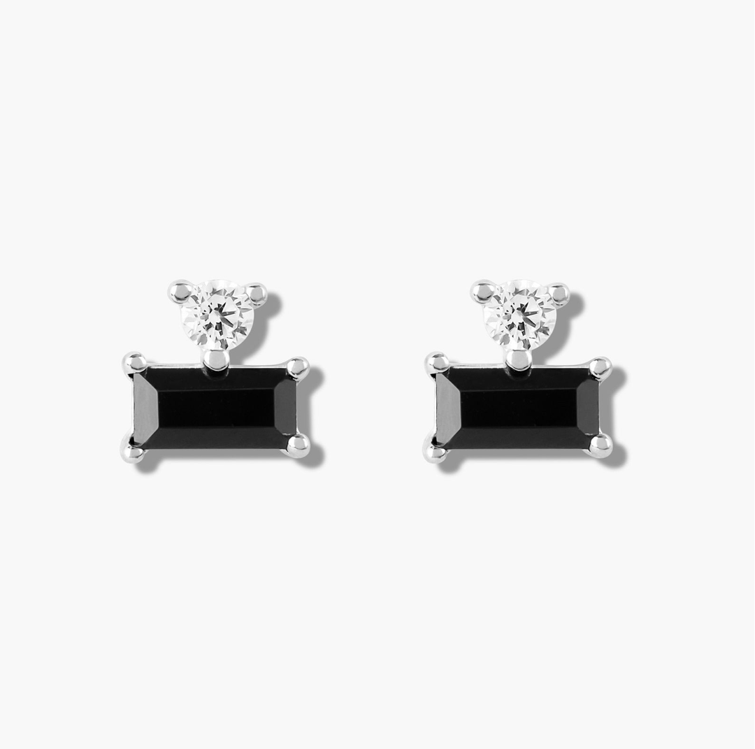 Baguette Point Studs- Silver